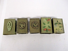 5 ANTIQUE CHINESE CARVED JADE MEDALLIONS & OTHERS MATCH BOX HOLDERS picture