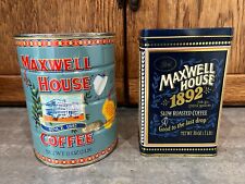 Lot of 2 Vintage Maxwell House Coffee Tins 80th & 100th Anniversary 1972 1992 picture