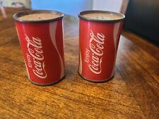 Vintage Tin Coca-Cola Can Salt And Pepper Shakers - 2 1/2” Tall picture