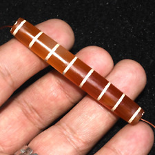 Ancient Burmese Pyu Culture Etched Carnelian Pyu Bead with Multiple Stripes picture
