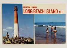 Greetings From Long Beach Island, New Jersey Old Barney Lighthouse Vtg Postcard picture
