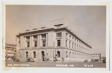 Spokane US Post Office Sears Building Washington WA RPPC Old Cars  Postcard picture