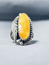 FABULOUS NAVAJO ORANGE SPINY OYSTER STERLING SILVER RING picture