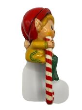 1977 Elf Pixie Shelf Sitter Candy Cane Christmas Stocking Holder Figure VTG picture