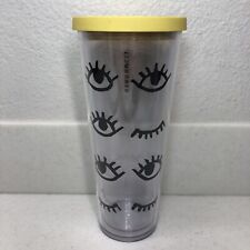 2017 Starbucks 24 Oz. Acrylic Venti Cold Cup Tumbler Clear Eyes Winking Rare picture