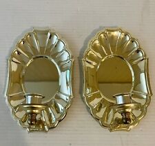 Vintage Pair of Homco Brass Tin Wall Candle Sconces picture