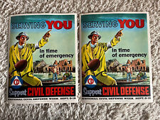 Vintage 1956 Serving You Support Civil Defense 11 by 14 Original Poster (12) picture