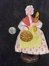 Santons Florence Clay French Woman Figurine W/ Bread picture