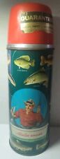 Rare Aladdin Angler Thermos Fishing Glass Plastic Tops And Screw On Lids 1952 picture