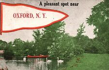 A Pleasant Spot near Oxford, New York, NY, Swans, 1920 Vintage Postcard e7939 picture