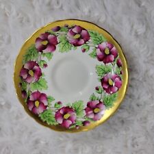 Royal Tuscan England Gold Floral Pink Poppy saucer picture