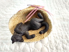 Vitage 1991 Purfect Pet Hat Hide-Out Black Cat Figurine picture