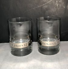 DEWAR'S 12 Silver Stripe Rocks Glasses Set (2) lowball Scotch Whiskey Glasses. picture