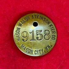 Mason Walsh Atkinson Kier Co - Employee Badge - Mason City, WN - Metal - Vintage picture