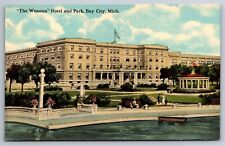 The Wenona Hotel & Park Bay City MI C1920's Postcard C19 picture