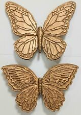 Vintage HOMCO Gold Tone Plastic Butterflies MCM 1971 Wall Decor Hanging EUC picture