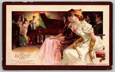 1893 THE EVERETT PIANO*JOHN CHURCH CO*STROBRIDGE LITHO*VICTORIAN TRADE CARD picture