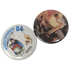 Two 1980s Norman Rockwell Collectible Buttons #372 picture
