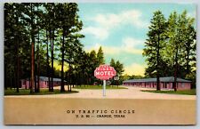 Orange Texas~Pines Motel on Traffic Circle~Roadside~1953 Postcard picture