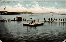 Bar Harbor Maine swimming pool Edwardian swimsuits mailed 1909 ~ postcard picture