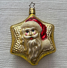 Old World Christmas gold star Santa Christmas glass ornament. Great condition.  picture