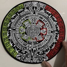 Aztec Calendar Large Back Patch: New, Embroidered, Iron On, 8 3/4 Inch Diameter picture
