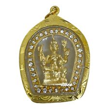 Lord Brahma Four-Faced God Phra Phrom Amulet Pendant Gold Plated Case #9 picture