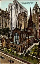 Trinity Church Sky Scrapers New York City NYC NY Antique Postcard UNP Unused DB picture