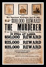 12x18 John Wilkes Booth WANTED POSTER Abraham Lincoln Assassination Photo REWARD picture