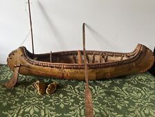 VTG RARE Native American Handcrafted Birch Canoe 22” Model Folk Art picture