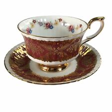 Paragon Tea Cup & Saucer Red Gold Gilt  Design Floral Flower Pembroke England picture