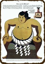 1971 SUNTORY JAPANESE Whisky SUMO Wrestle Vnt-Look DECORATIVE REPLICA METAL SIGN picture