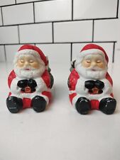 Set Of 2 - Vintage Napping Sleeping Santw Claus Candle Holder  - Christmas picture
