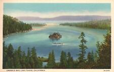 Vintage Postcard Emerald Bay Small Island Forest Trees Lake Tahoe California CA picture