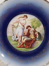 Vintage Flow Blue Wall Hanging Collector Plate Mythical Scean Austria c 1940s picture