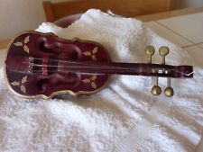 VINTAGE MINI PAINTED FOLK GUITAR 10 INCHES LONG WITH WORKING STRINGS picture