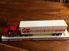 Vintage Die Cast & Plastic Semi Truck Trailer Red Owl Stores With Base & Cover picture