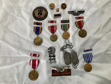 US WWII 15th AIR CORP NAMED LOT GUNNER WINGS BOULLION PATCH AIR MEDAL DOG TAGS picture