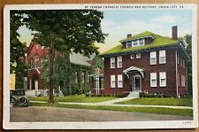 Postcard Union City PA - c1920s St Teresa Catholic Church and Rectory picture