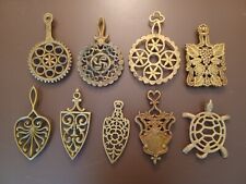 Vintage Lot of 8 Solid Brass Trivets...many HTF picture