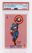1967 Kool Pops Captain Action Card Game CAPTAIN AMERICA #1A PSA 8 RARE MARVEL picture