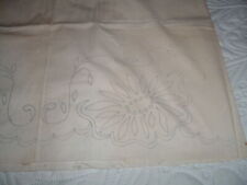 Vtg 20s Deco Big Daisy Floral Stamped Embroidery Pillow Tubing Case 35x21 #PB8 picture