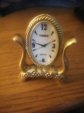 Vintage Timex Vanity Mirror Gold Tone Quartz Clock Non Working picture