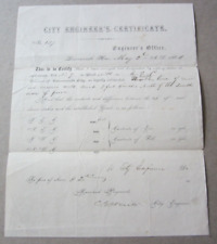 Old 1864 - LEAVENWORTH KANSAS - City Engineer's Certificate - SURVEY Document picture