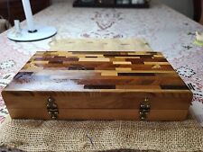 Handcrafted End Grain Wood Jewelry Trinket Box Dividers Brass Hinged 10