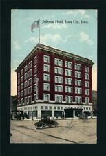 Iowa City IA 1914 Downtown Jefferson Hotel Building, c1911 Autos, Trolley Tracks picture