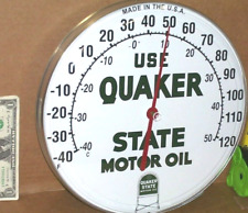QUAKER STATE MOTOR OIL - GAS GASOLINE Auto Repair Shop THERMOMETER SIGN Made USA picture