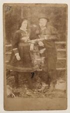 Antique CDV Photograph Norwegian Couple Wearing Traditional Costume picture