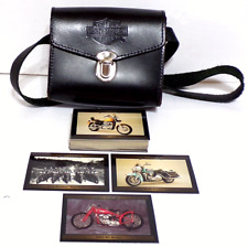 Official Harley Davidson Small Leather Purse/Pouch w/Strap & 44 Trading Cards picture