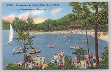 MISPRINT Recreation Fairy Stone State Park Stuart VA c1930 Postcard Philpott Dam picture